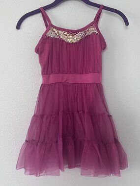 Curtain Call Child Small Dusty Rose Tiered Tulle Lyrical Dance Costume